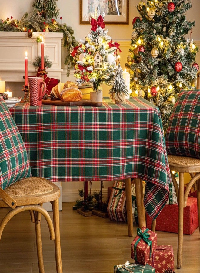 AQOTHES Red Green Plaid Christmas Tablecloth 60x84, Tartan Table Cloth Decorations, Winter Holiday Tablecloths for Rectangle Tables Parties Dining Farmhouse Kitchen Decor - Image 4